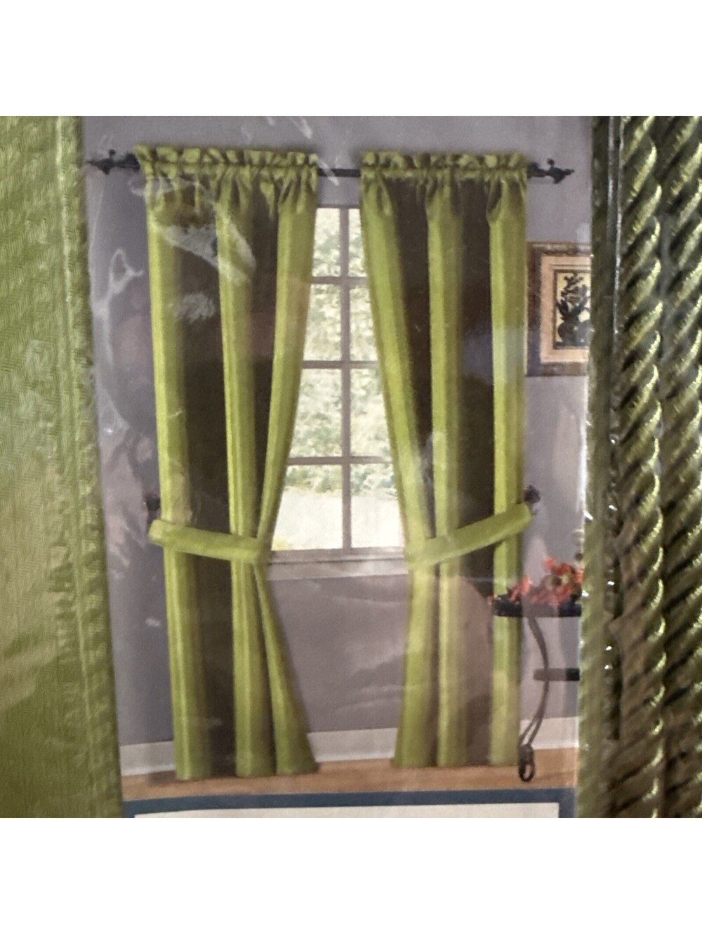 Duck River Textiles Lime Green Herringbone Two Panel Curtains 80" x 84"‎